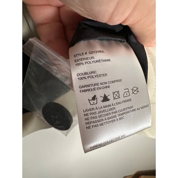 NVLT NEW Women’s Vegan Leather Collared Trucker Jacket Size M Ivory/Cream - Picture 11 of 12